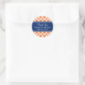 Sticker Rond Merci de Quatrefoil bleu orange et royal (Sac)