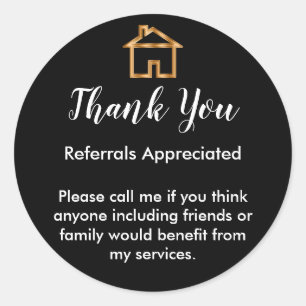 Sticker Rond Merci de référence de l'agent immobilier classiq