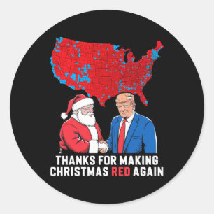 Sticker Rond Merci De Rendre Noël Rouge Trump 2024 S
