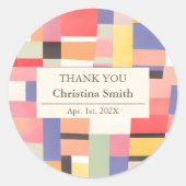 Sticker Rond Merci de retrait de blocs de couleur vive moderne (Devant)