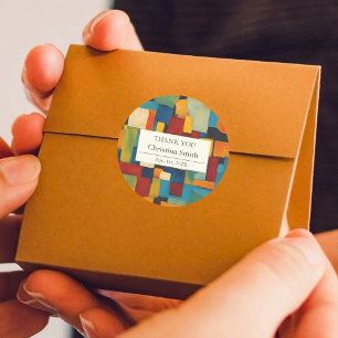 Sticker Rond Merci de retraite géométrique Abstrait