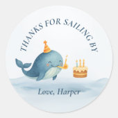 Sticker Rond Merci de Sailing By | Anniversaire des baleines na (Devant)