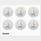 Sticker Rond Merci de Sailing By | Voilier bleu marine (Feuille)