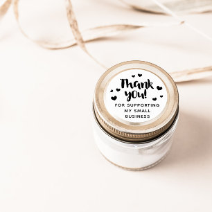 Sticker Rond Merci De Script Black Hearts Pour Le Soutien