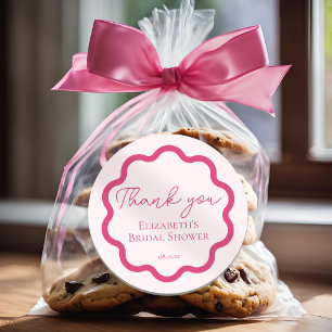 Sticker Rond Merci de script circulaire rose rose rétro