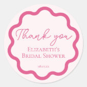 Sticker Rond Merci de script circulaire rose rose rétro (Devant)