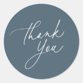 Sticker Rond Merci de script de calligraphie bleu minéral simpl (Devant)