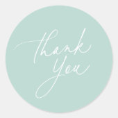 Sticker Rond Merci de script de calligraphie verte simple Mint (Devant)