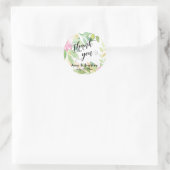 Sticker Rond Merci de script de fleurs roses Mariage personnali (Sac)