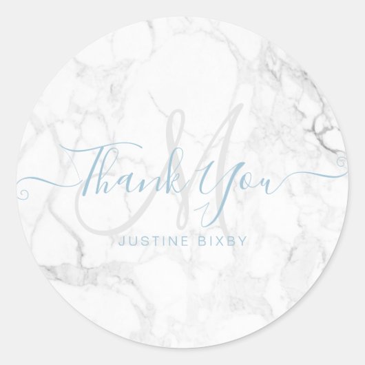 Sticker Rond Merci de script en marbre de Monogramme, do-it-you (Devant)
