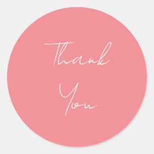 Sticker Rond Merci de script manuscrit rose professionnel