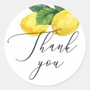Sticker Rond Merci de script Mariage citron   Citrus rustique