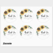 Sticker Rond Merci de script Mariage de tournesol Eucalyptus (Feuille)