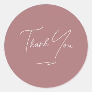 Sticker Rond Merci de script minimaliste manuscrit Dusty Rose