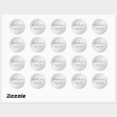 Sticker Rond Merci de script moderne bleu marine et argent (Feuille)
