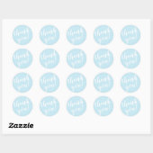 Sticker Rond Merci de script moderne Bleu simple (Feuille)