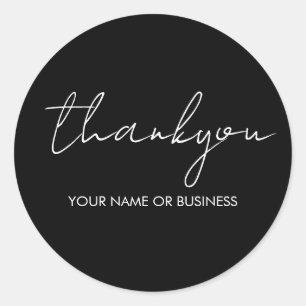 Sticker Rond Merci de script noir minimaliste moderne