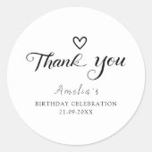 Sticker Rond Merci de script noir minimaliste moderne (Devant)