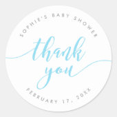 Sticker Rond Merci de script Pastel Blue Relax (Devant)