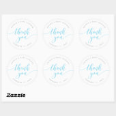 Sticker Rond Merci de script Pastel Blue Relax (Feuille)