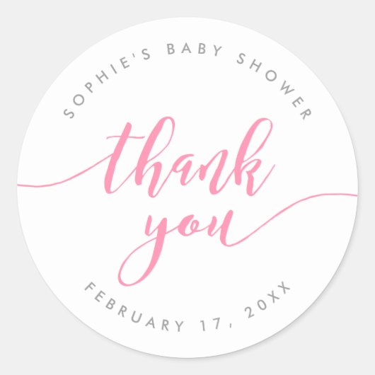 Sticker Rond Merci de script Pastel Pink Relax (Devant)