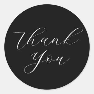 Sticker Rond Merci de script simple minimaliste noir