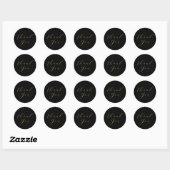 Sticker Rond Merci de script simple minimaliste noir (Feuille)