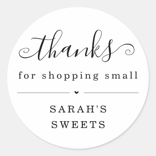 Sticker Rond Merci de Shopping Small Business Merci (Devant)