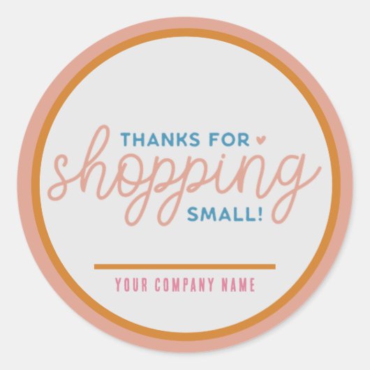 Sticker Rond Merci de Shopping Small Custom Business (Devant)