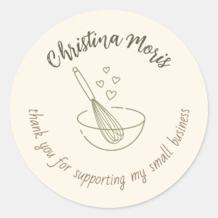 Sticker Rond Merci de soutenir ma petite boulangerie végane