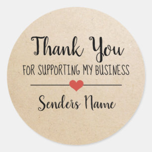 Sticker Rond Merci de soutenir mon entreprise kraft script