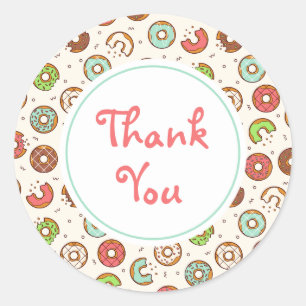 Sticker Rond Merci de style coloré rétro Motif de beigne