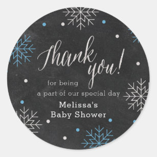 Sticker Rond Merci de tableau de baby shower d'hiver