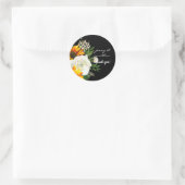 Sticker Rond Merci de tournesol et rose blanche - Noir 2 (Sac)