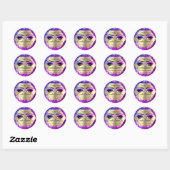 Sticker Rond Merci de trait maquillage artiste or oeil rose Vio (Feuille)