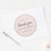 Sticker Rond Merci de votre achat Chic Script Rose Pâle (Enveloppe)