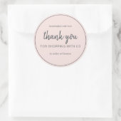 Sticker Rond Merci de votre achat Chic Script Rose Pâle (Sac)