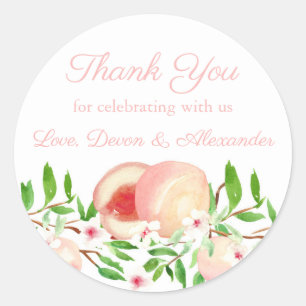 Sticker Rond Merci de Wedding shower d'aquarelle Sweet Peach