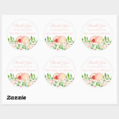 Sticker Rond Merci de Wedding shower d'aquarelle Sweet Peach (Feuille)