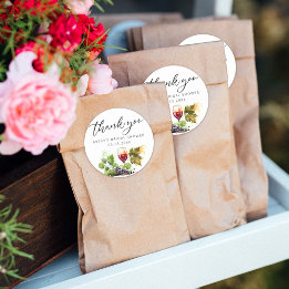 Sticker Rond Merci dégustation de vin à l'aquarelle élégante 