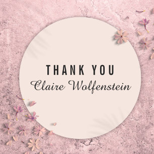 Sticker Rond Merci d'entreprise simple à script rose clair