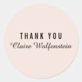 Sticker Rond Merci d'entreprise simple à script rose clair (Devant)