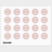 Sticker Rond Merci d'enveloppe gris rose Texte du script (Feuille)