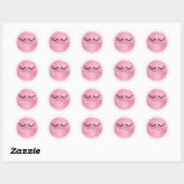 Sticker Rond Merci des cils noirs rose glam (Feuille)