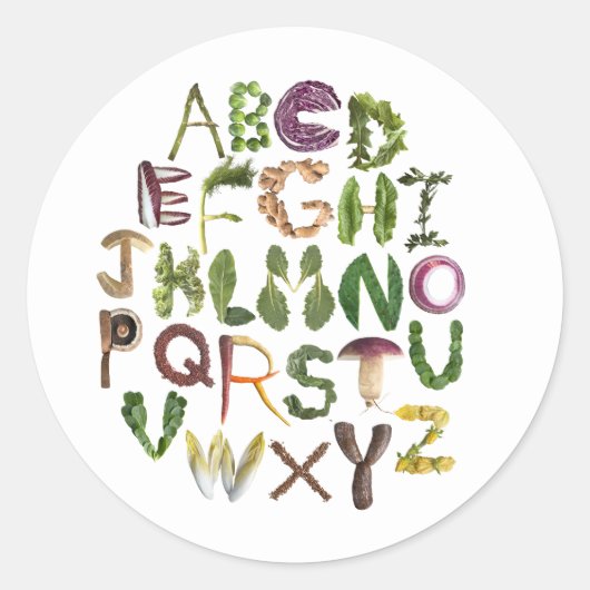 Sticker Rond Merci des enfants du marché agricole Alphabet (Devant)