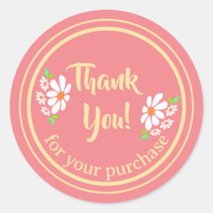 Sticker Rond Merci des fleurs pour petites entreprises
