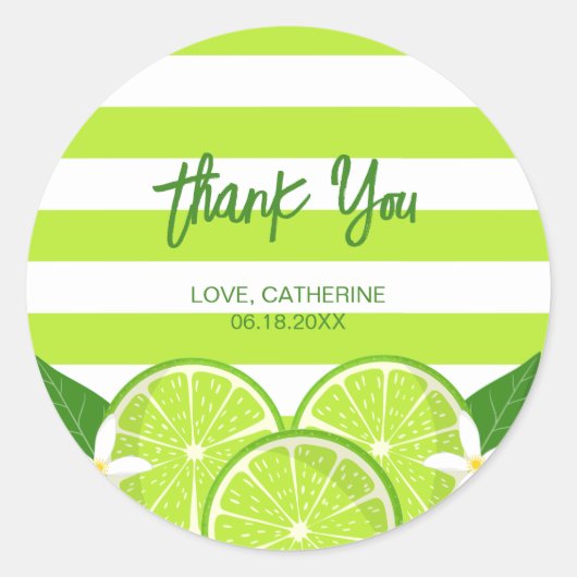 Sticker Rond Merci d'été de la chaux botanique (Devant)