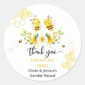 Sticker Rond Merci d'être ici Le genre d'abeille révèle (Devant)