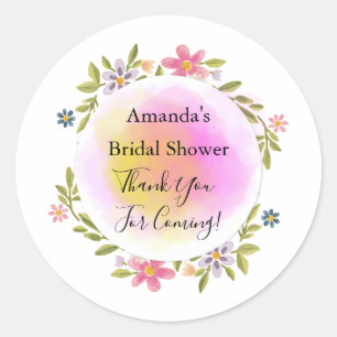 Sticker Rond Merci d'être venu à la fête de mariage florale ros