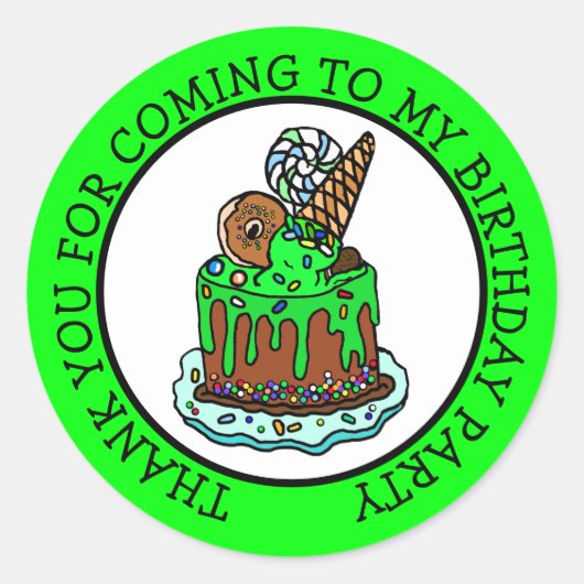Sticker Rond Merci d'être venu à mon anniversaire (Devant)